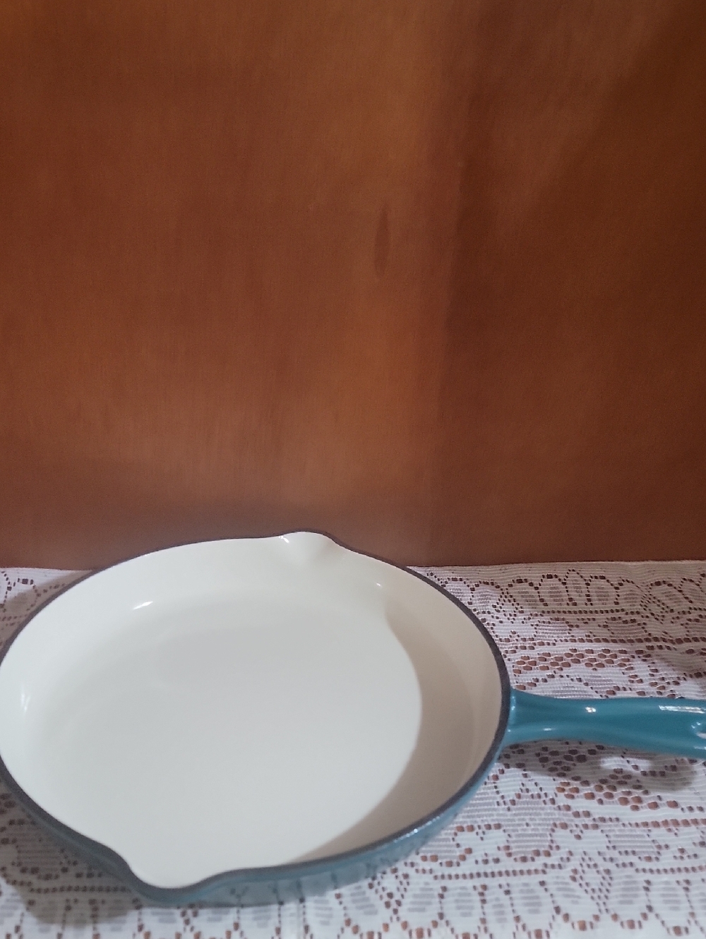 Basque Enamel-Coated Cast Iron  Frying Pan - Teal 10 Inch